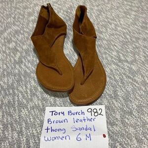 Tory Burch brown leather thong sandals women 6M. SKU982 #summer